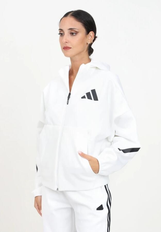 Adidas Witte Zip-Through Hoodie voor Vrouwen White Dames - Foto 3