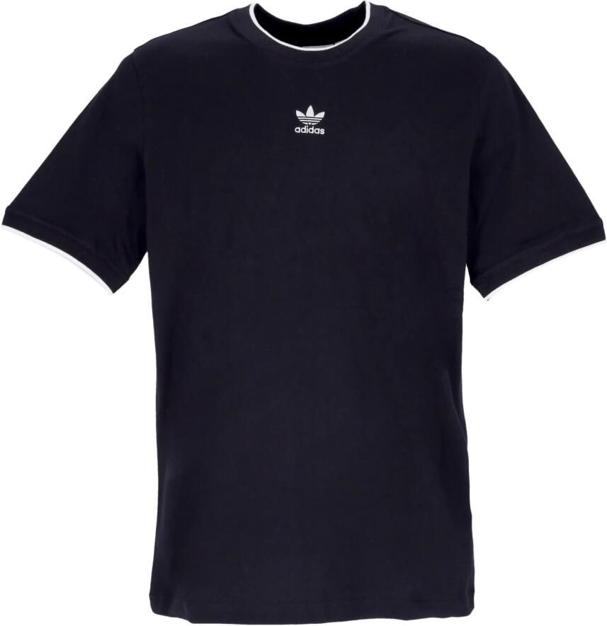 Adidas Zwarte Crew-Neck Tee met Logo Borduurwerk Black Heren