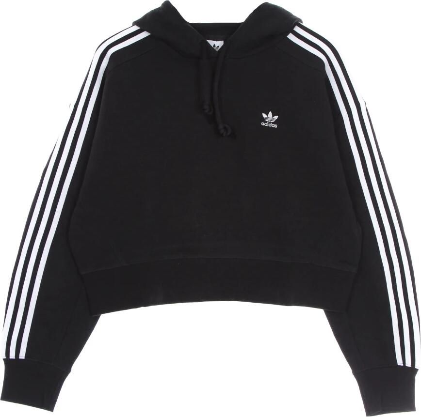 Adidas Zwarte Crop Hoodie met Geribbelde Boorden Black Dames - Foto 4