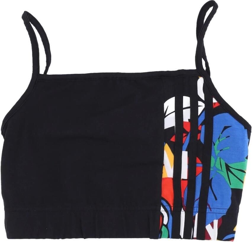 Adidas Zwarte Crop Top met Iconische Details Black Dames