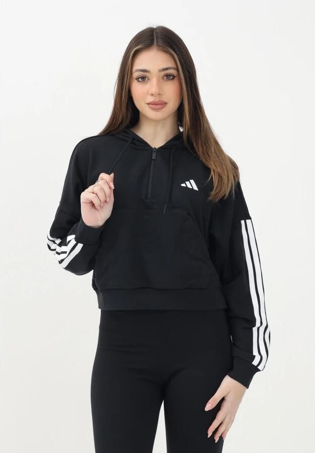 Adidas Zwarte half-zip Essentials 3-Stripes trui Black Dames - Foto 2