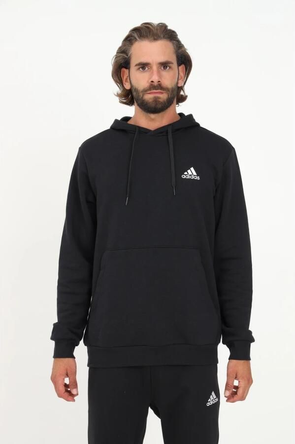Adidas Zwarte hoodie met verstelbare capuchon en voorzak Zwart Heren