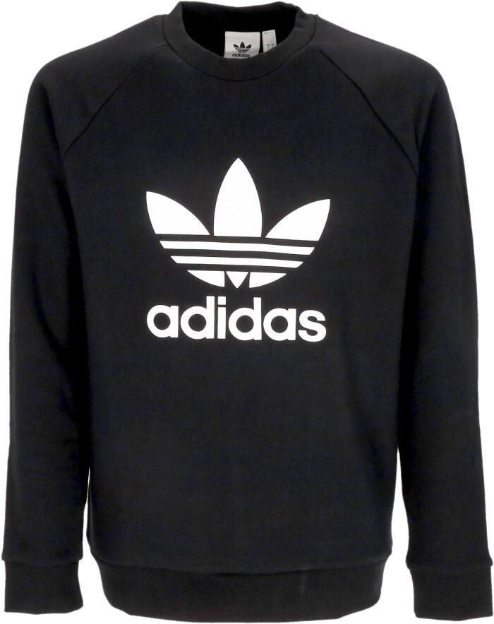 Adidas Originals Zwart Crewneck Sweatshirt met Contrasterende Trefoil Print Black Heren