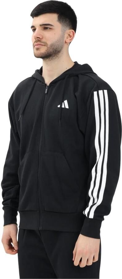 Adidas Essentials 3-Stripes French Terry Ritshoodie Zwart- Heren Zwart - Foto 10