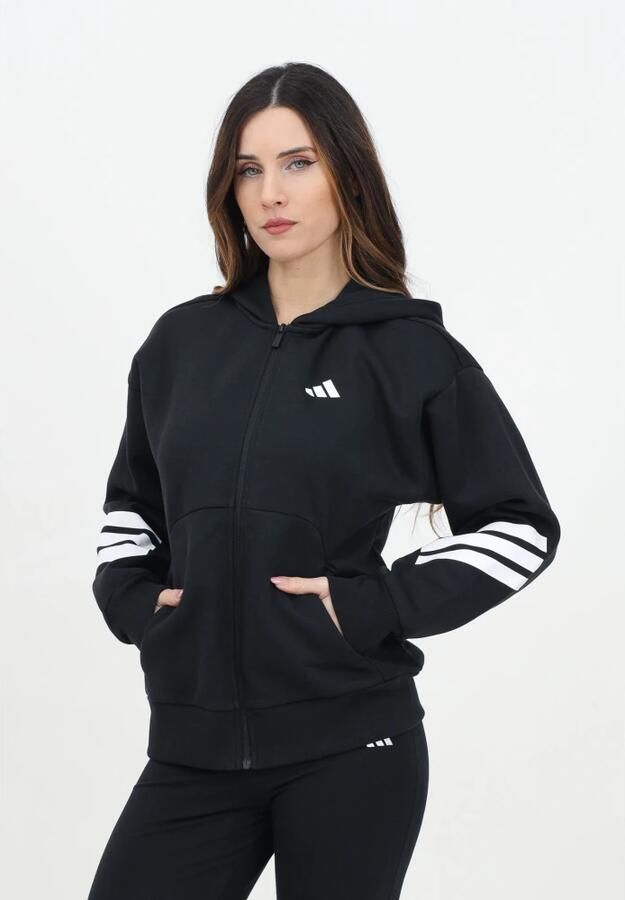 Adidas Zwarte Zip Hoodie Future Icons 3-Stripes Black Dames