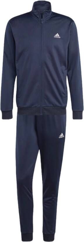Adidas Blauw Tricot Pak met Hoge Hals Rits en Logo Blauw Heren