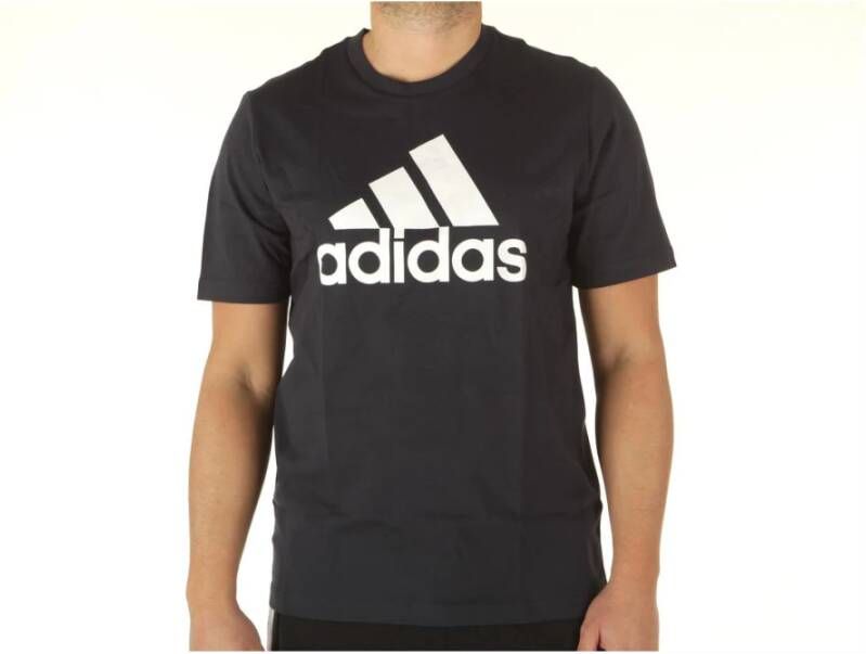 Adidas Blauwe Print Ronde Hals T-shirt voor Heren Zwart Heren