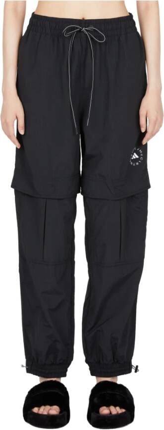 adidas by stella mccartney Geweven trackpants met logo applique Zwart Dames