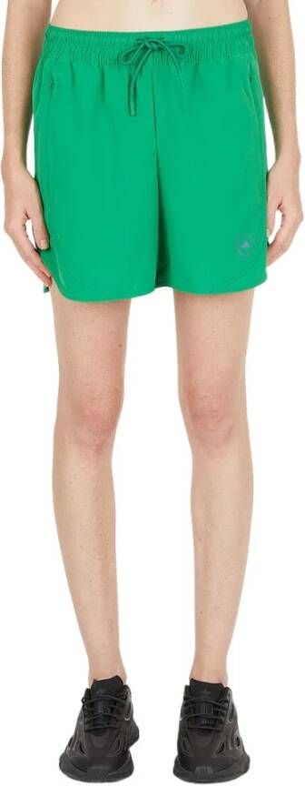 adidas by stella mccartney Logo print track shorts Groen Dames