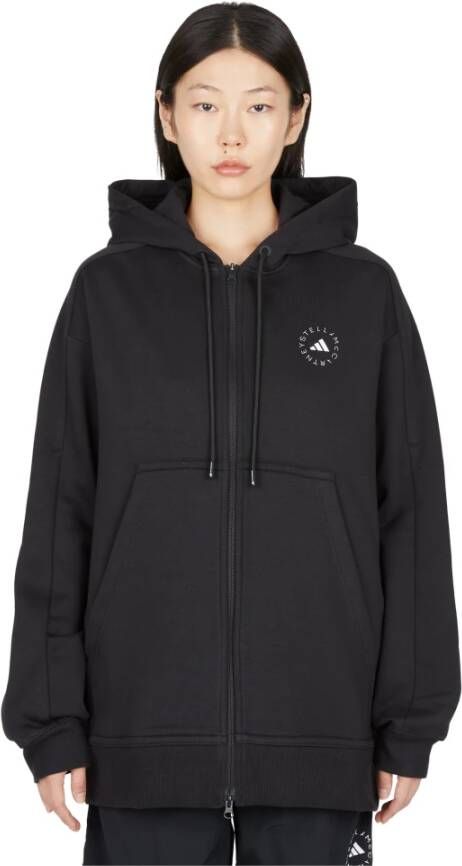 Adidas by stella mccartney Oversized Hoodie met Ritssluiting Zwart Dames