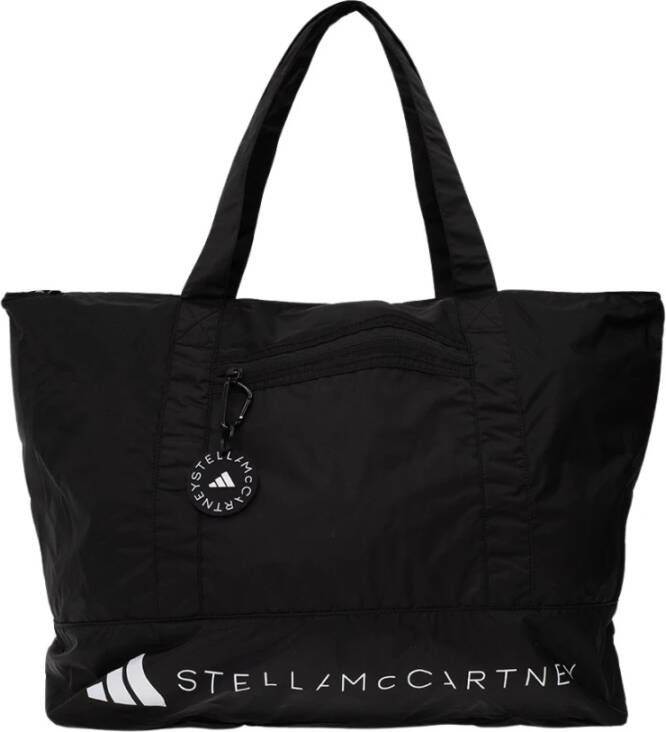 Adidas by stella mccartney Zwarte gerecyclede polyester tas met wit bedrukt logo Black Dames