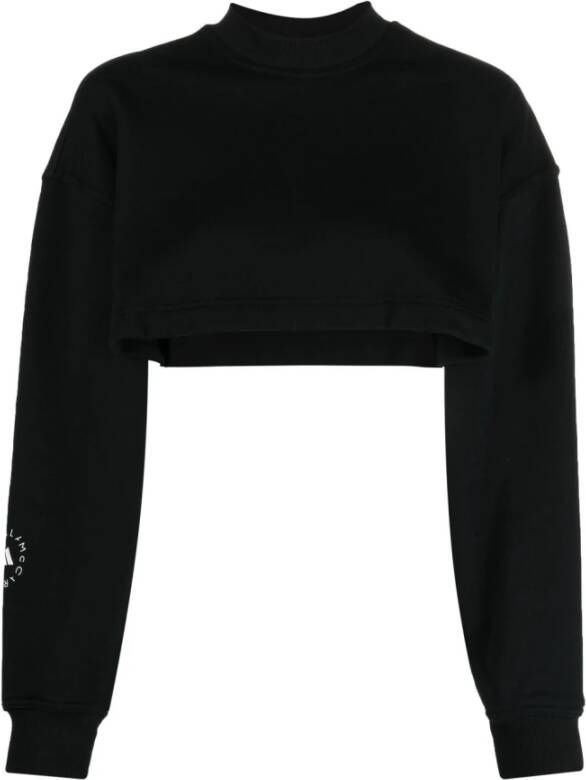 Adidas by stella mccartney Cropped sweatshirt met logo Black Dames