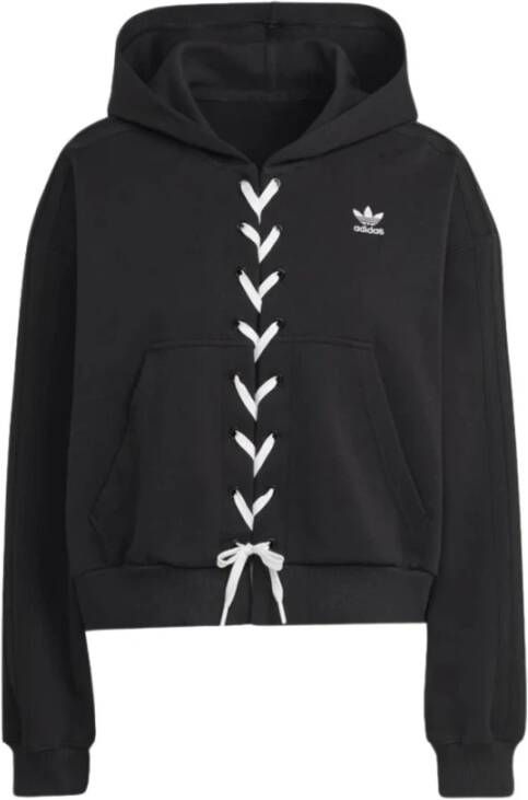 Adidas Cropped hoodie met veterdetails Zwart Dames