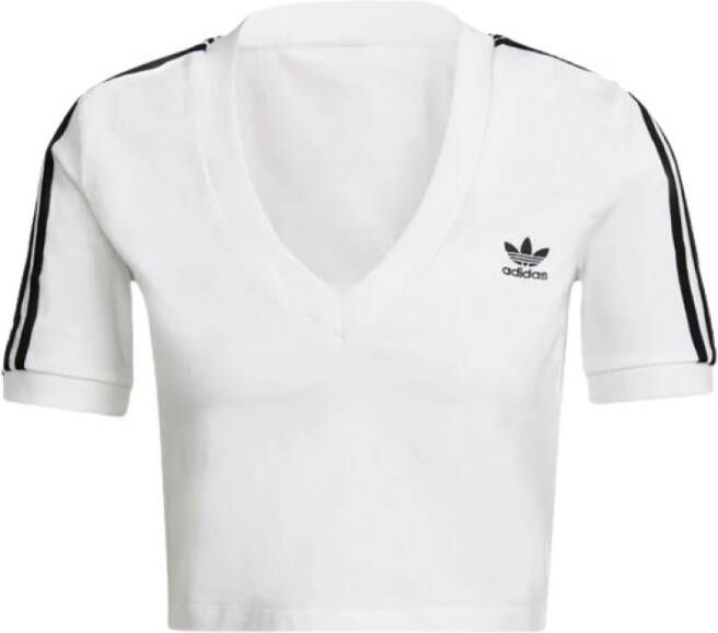 Adidas Dames V-Hals T-Shirt Wit Dames