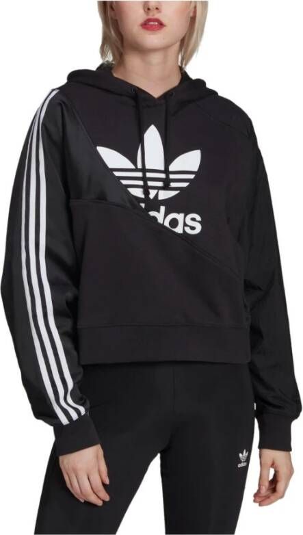 Adidas Originals Dames sweatshirt adicolor split trafoil hoodie hc7050 36 Zwart Dames