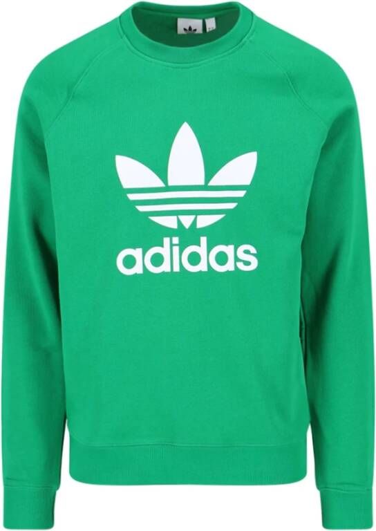 Adidas Originals Groene Sweaters met Wit Logo Groen Heren