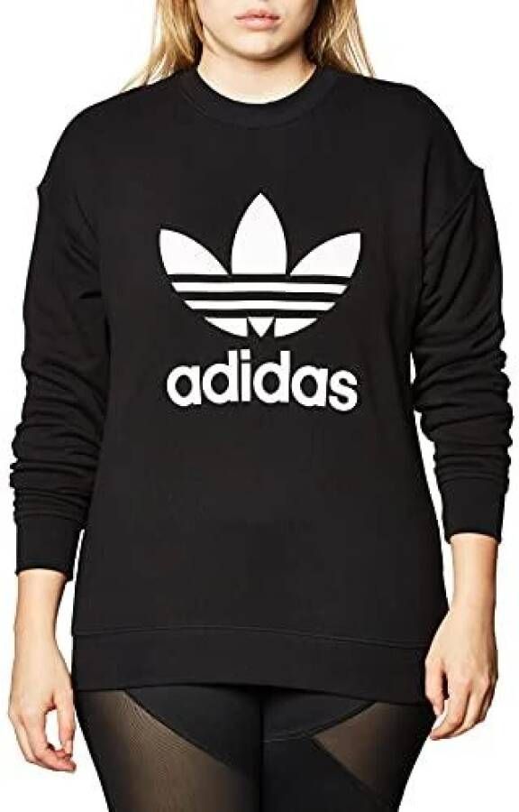 Adidas Iconisch Clover Logo Crew Sweatshirt Zwart Dames