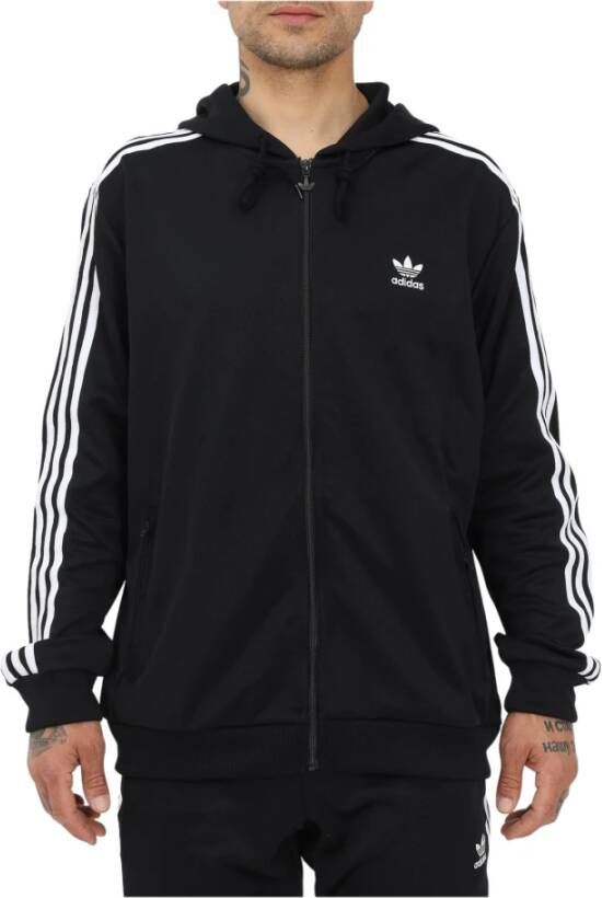 Adidas Klassieke zwarte sweatshirt met volledige rits Zwart Unisex