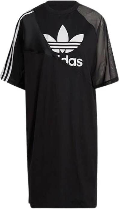 Adidas Originals Adicolor gesplitste klavertaalt -jurk Zwart Dames
