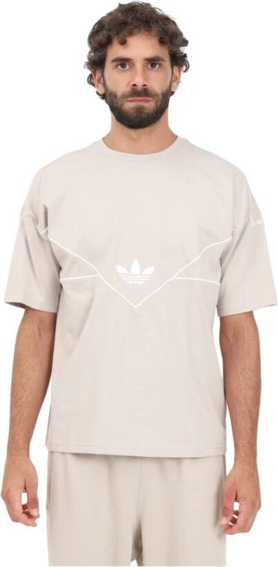 Adidas Originals Beige T-shirt met Geometrisch Design voor Heren Beige Heren