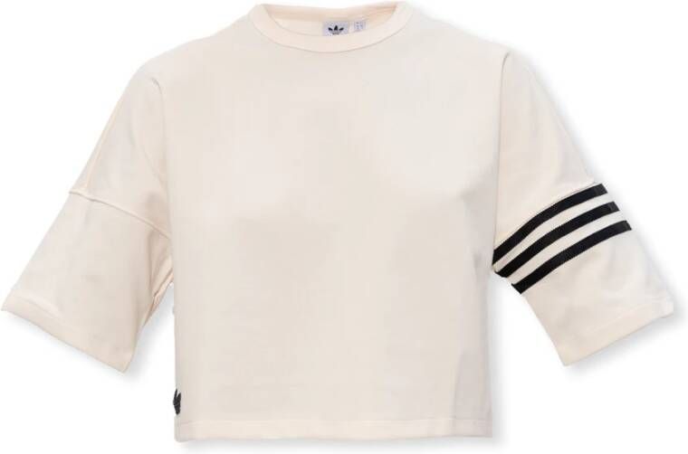Adidas Originals Cropped T-shirt met logo Beige Dames