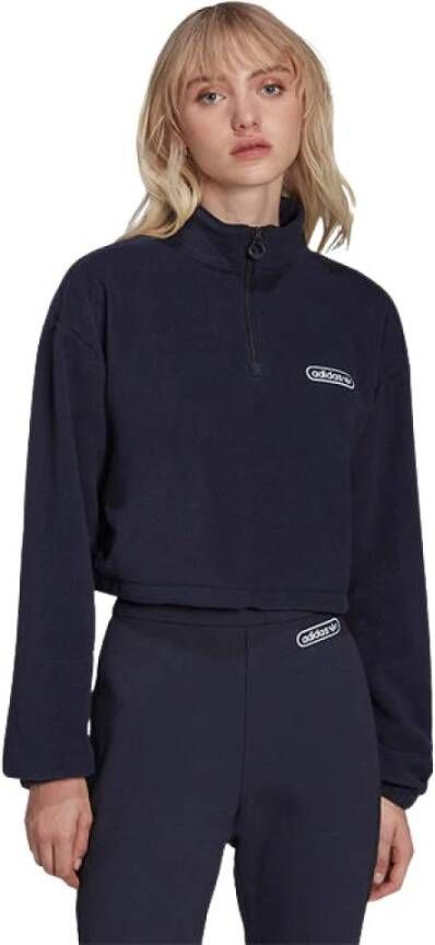 Adidas Originals Dames sweatshirt 1 4-Zip bijgesneden trui trend Packamp Hl0052 36 Blauw Dames