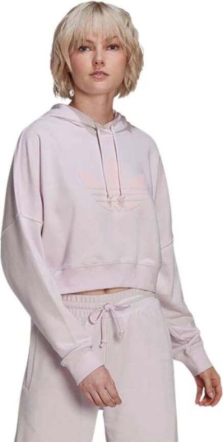 Adidas Originals Dames; Sweatshirt bijgesneden hoodie Hu1608 Roze Dames