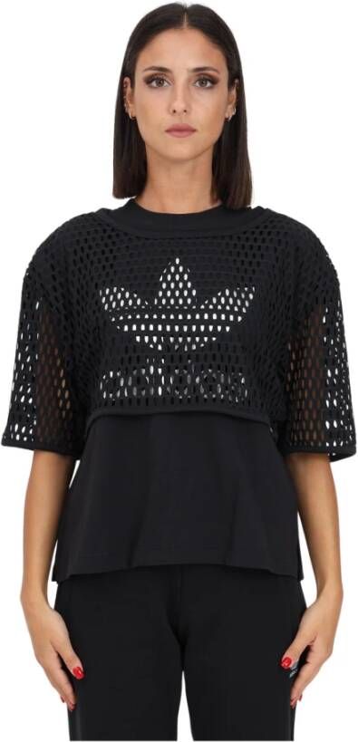 Adidas Originals Dames Trefoil Big Logo Tee Zwart Black Dames