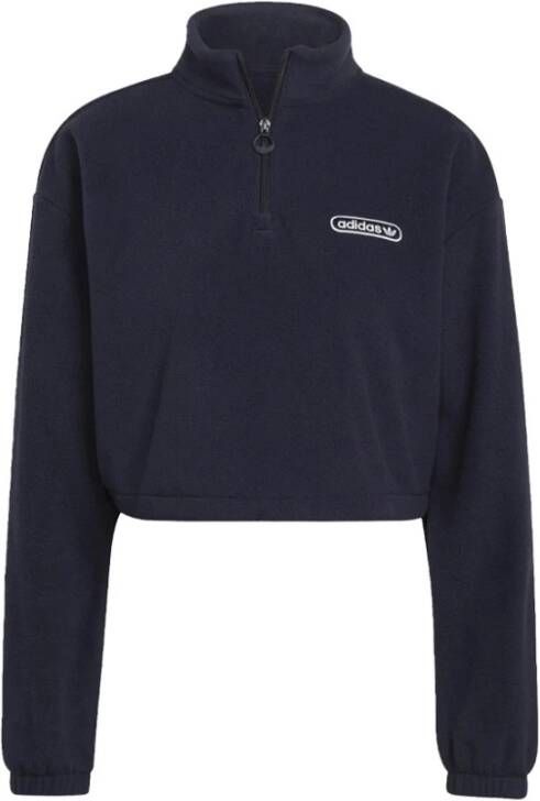 Adidas Originals Dames sweatshirt 1 4-Zip bijgesneden trui trend Packamp Hl0052 36 Blauw Dames