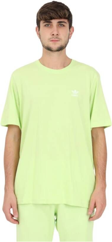 adidas Originals Fluorescerend groen heren T-shirt met iconisch klaverblad borduurwerk Geel Heren