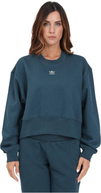 Adidas Originals Groene Oversized Sweatshirt met Geborduurd Logo Groen Dames