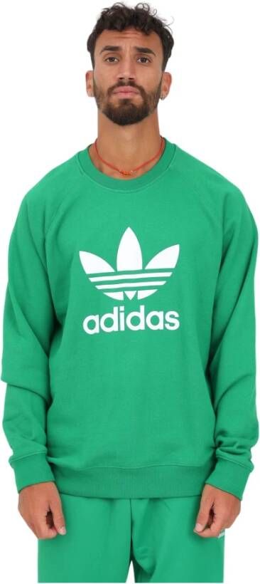 Adidas Originals Groene Sweaters met Wit Logo Groen Heren