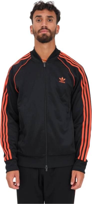 Adidas Originals Klassieke Sweater met Ritssluiting en 3 Strepen Black Heren