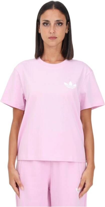 Adidas Originals Sportieve Logo Print Dames T-shirt Roze Dames