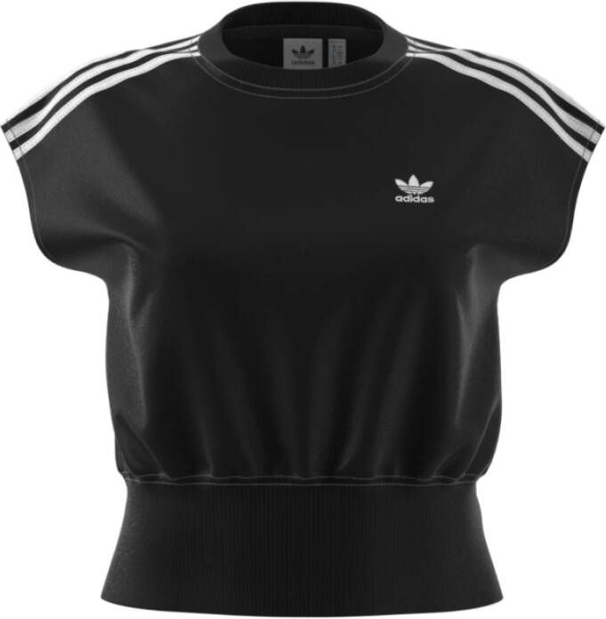 Adidas Originals Stijlvolle T-shirt met tailleband Zwart Dames