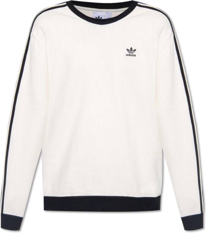 Adidas Witte Lichtgewicht Crewneck Sweatshirt Klassieke Wafel White Heren