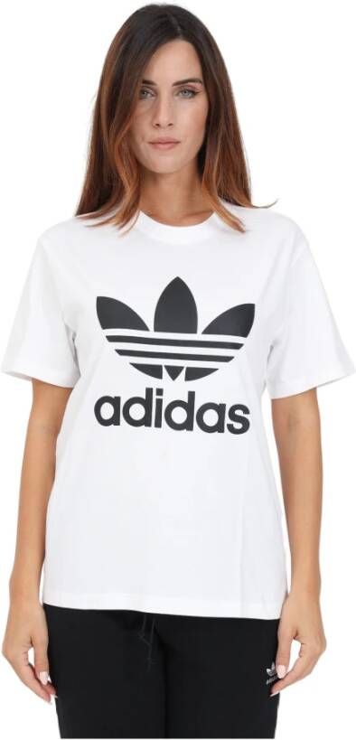 adidas Originals Witte Logo Trifoglio T-Shirt Wit Dames