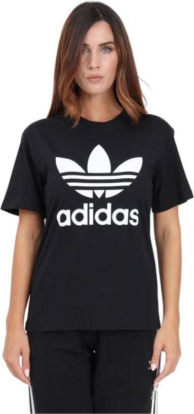 Adidas Originals Zwart sportief T-shirt met logo print Zwart Dames