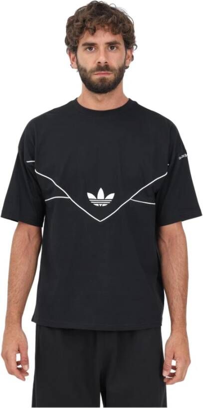 Adidas Originals Zwart T-shirt met Geometrisch Design voor Black