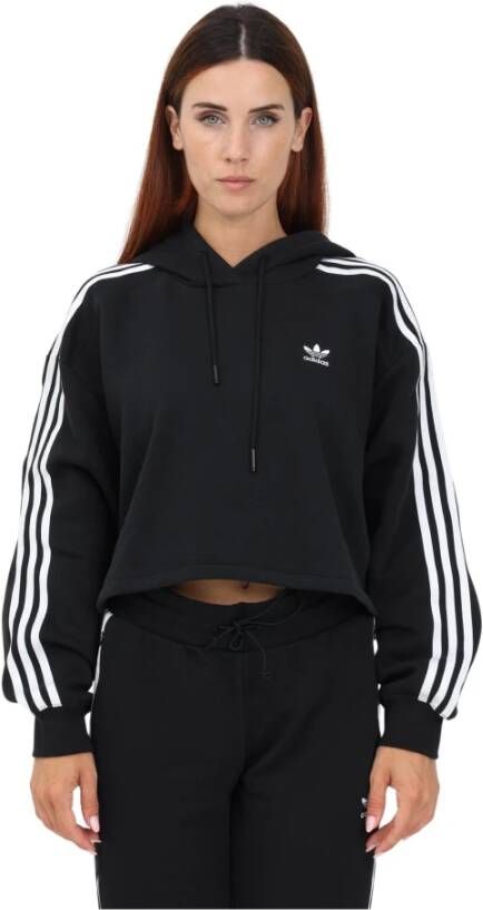 Adidas Originals Adicolor 3-streifen Cropped Hoodie Hoodies Kleding black maat: S M beschikbare maaten:S M L XL