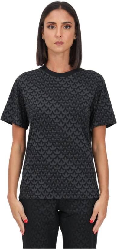 Adidas Originals Zwarte T-shirts en Polos met Monogram Print Black Dames