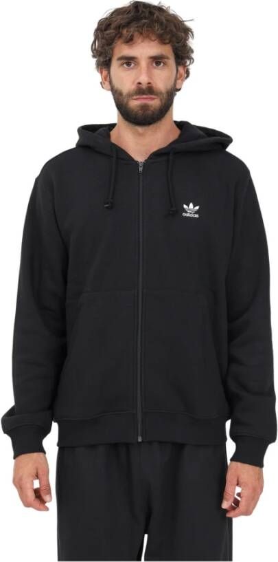Adidas Originals Zwarte Zip Sweatshirt Heren Essentials Zwart Heren