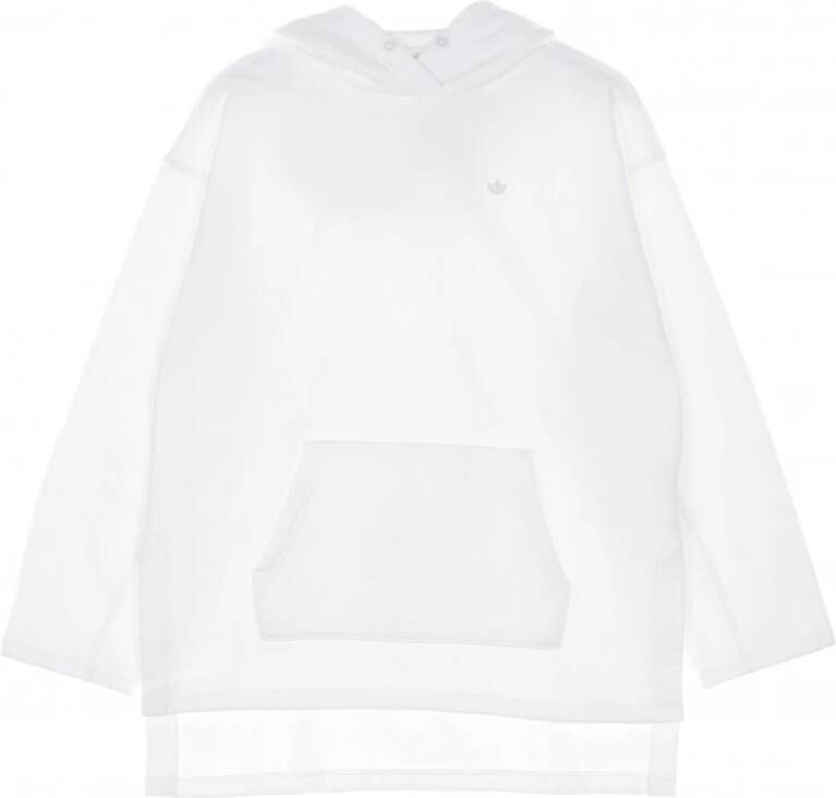 Adidas Oversized Cropped Fleece Hoodie White Dames