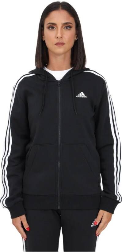 Adidas Zwarte hoodie met 3 strepen Zwart Dames
