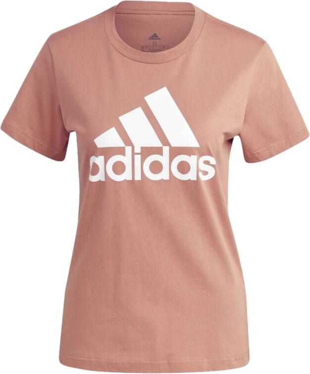 Adidas Roze Dames Logo T-shirt Stijl Im2786 Clastr White Roze Dames