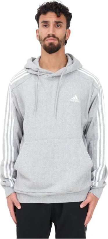 Adidas Originals Grijze Essentials 3-Stripes Hoodie voor Heren Gray Heren