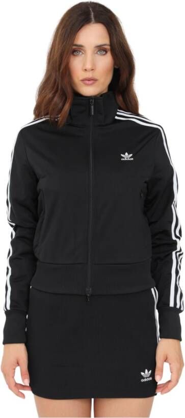 Adidas Sweatshirt met ritssluiting en zijstrepen Zwart Dames