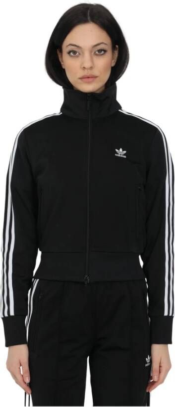 Adidas Originals Zwarte zip-sweatshirt met logo borduursel Black Dames