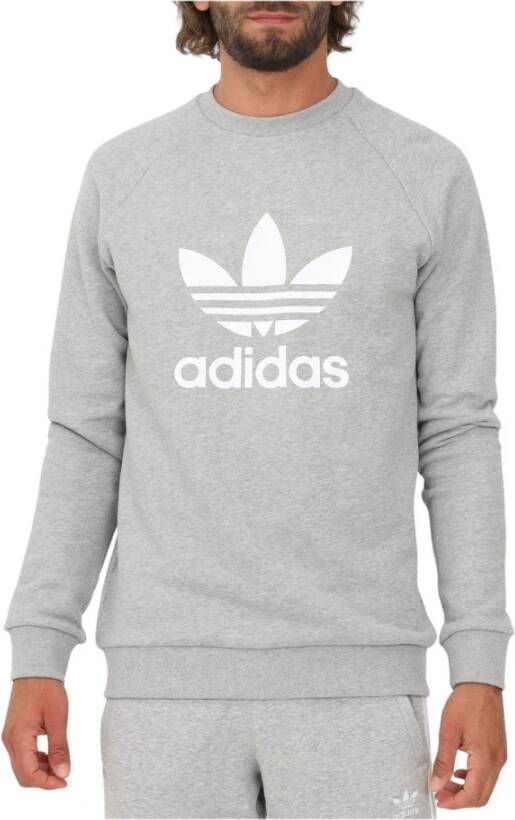 Adidas Klassieke Crewneck Sweatshirt Grijs Heather Wit Gray Heren