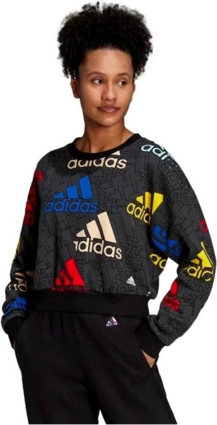 Adidas Sportswear Essentials Multi-Colored Logo Crop Sweatshirt